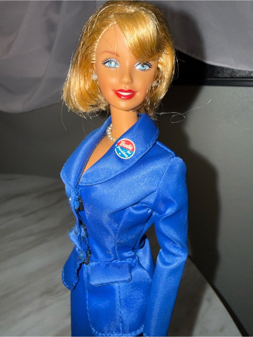 Barbie Mattel for President Fashion Doll 12" Blonde Blue Eyes Blue Suit Outfit